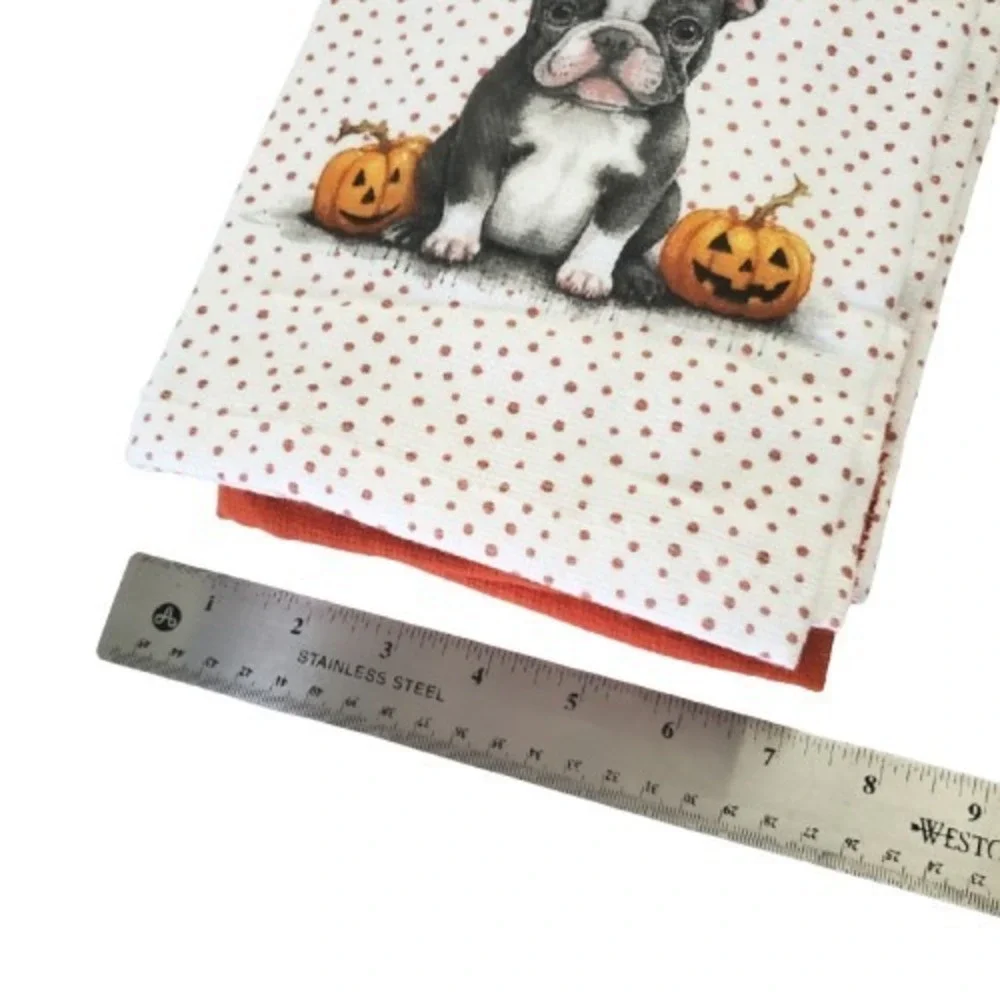 Frenchie French Bulldog Halloween Dog Pumpkin 3 Pack Kitchen Towel Set NEW!